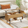 Lift Top Coffee Table Center Table with Open Storage Shelves-Natural