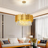 Gold Crystal Chandelier Modern Flush Mount Ceiling Light Fixture Luxury Lighting