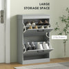 Slim Shoe Storage Cabinet with 2 Flip Drawers for Entryway, Grey