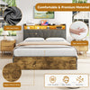Wooden Ottoman Bed Frame 4ft6 Double Bed with Under Bed Storage and LED Lighting