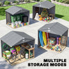 8 x 6ft Garden Shed Storage w/ Foundation Kit, Vents, Grey