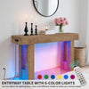 Farmhouse Console Table w/LED Lights&Charging Station Narrow Entryway Sofa Table