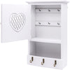 White Wooden 9 Key Wall Mounted Box Cabinet Heart Keyhole Holder