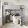 Grey High Sleeper Loft Bed with Desk and Wardrobe Carter