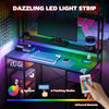 Computer Desk Home Office Gaming Desk Monitor Stand Power Outlets LED Lights