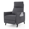 Push Back Recliner Chair Grey Linen Fabric Reclining Armchair