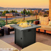 Square Propane Fire Pit Table 40000 BTU Gas Firepit w/ Rain Cover & Lava Rocks