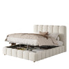 Upholstered Bed Double 4ft6 135x190cm Hydraulic Storage Bed Frame, White Boucle