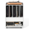 Rolling Vinyl Display Shelf Storage Cabinet with Drawer & Open Shelf
