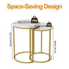 Set of 2 Luxury Accent End Side Table Minimalist Round Coffee Tables Living Room