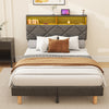 NEW STORAGE HEADBOARD UPHOLSTERED BED FRAME 4FT6 DOUBLE WITH DIMMABLE RGB Vgdvpr