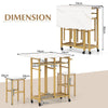 3 Piece Dining Table Set Rolling Extendable Kitchen Table Set w/2 Stools White
