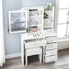 White Vanity Desk Set Makeup Mirror w/ LED Lighted Dressing Table Desk and Stool