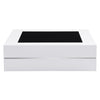 Cyndy High Gloss Coffee Table In White With Black Glass Top