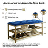 2-Tier Velvet Top Bamboo Gold Metal Shoe Rack Stand Shoe Storage Shelf Hallway