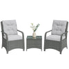 3 Pieces Rattan Bistro Set, Wicker Garden Furniture Set with Cover