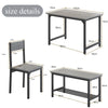 4pcs Dining Set MDF Board Metal Frame Dining Chairs & Dining Table & Bench Grey