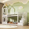 Kids Bunk Beds Double Pine Wooden Bunk Bed With Stairs 3FT Single Size Bed Frame