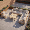 6 Seater Beige Aluminium Wood Effect Garden Sofa with Matching Coffee Tab FTR253