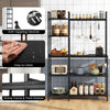 Kitchen Utility Storage Shelf 5-Tier Coffee Bar Table with Power Outlets-Black