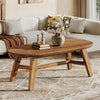 120CM Solid Wood Oval Coffee Table Modern Accent Center Table for Living Room