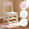 Kids Vanity Table Set LED Mirror Children Safe Wooden Dressing Table Storage