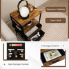 End Table Nightstand with Charging Station Industrial Bedside Table W/ 2 Drawers