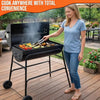 Large Oil Drum Charcoal BBQ Grill Barbecue Smoker Rack Portable Wheels Stand