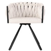 2PC Swivel Velvet Dining Chairs Rotatable Metal Legs Kitchen Chairs Modern Beige