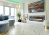 2025 72 INCH WIDE LED FLAMES BLACK/GREY GLASS WALL FLUSHED INSET ELECTRIC FIRE