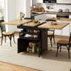 Dining Table 110-140×80cm, Extendable Kitchen Table with Storage for 4-6 People