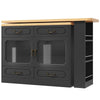 Extendable Dining Bar Table, with Storage Cabinet Cupboard & 3 Tier Spice Rack