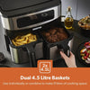 Double Basket Air Fryer Oven Digital Cooker 9L Timer Oil Free Frying 2600W