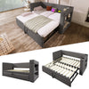 Daybed with Pull Out Trundle, 3ft Sofa Bed Upholstered Single Bed Frame, Grey