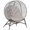 Egg Chair with Soft Cushion Steel Garden Basket Chair for Outdoor, Light Grey