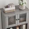 Freestanding Pantry Storage Cabinet w/Glass Doors,Adjustable Shelves,Tall Cupboa