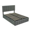 UPHOLSTERED OTTOMAN BED 4FT6 DOUBLE BED FRAME WITH STORAGE, VELVET FABRIC GREY