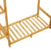 Bamboo Wooden Single Clothes Rail Garment Rack Hanging Stand Open Wardrobe Shelf