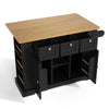 Kitchen Island Storage Trolley Cart with Drop Leaf, Drawers & Spice Racks, Black