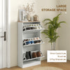 Narrow Shoe Cabinet w/ 3 Flip Drawers for 12-18 Pairs of Shoes White