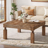 Square Wood Coffee Table, 39-Inch Farmhouse Accent Center Table for Living Room