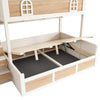 Children's Bunk Bed w/ Storage Stairs & Double Hydraulic Storage Lower Bed White