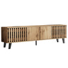 Modern TV Stand TV Console Unit with Grille Doors & Shelves, 180 cm, Wood Grain