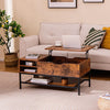 Lift Top Coffee Table with Hidden Compartment & Removable Storage Shelf（Brown）