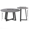 2Pcs Round Nesting Coffee Table Grey Marble End Side Tables Furniture Cross Legs