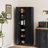 Modern Kitchen Cupboard Storage Cabinet with 6 Shelves, Black