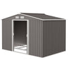 9 x 6FT Galvanised Garden Storage Shed with Sliding Door, Grey