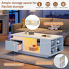High Gloss Coffee Table with LED Lights 1-Darwer Light Up Open Storage End Table