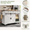 Rolling Kitchen Island Storage Trolley Cart Cabinet with 3 Drawers & Barn Doors