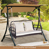 2 Person Outdoor Hanging Swing with Cushions Wicker Porch Chair White